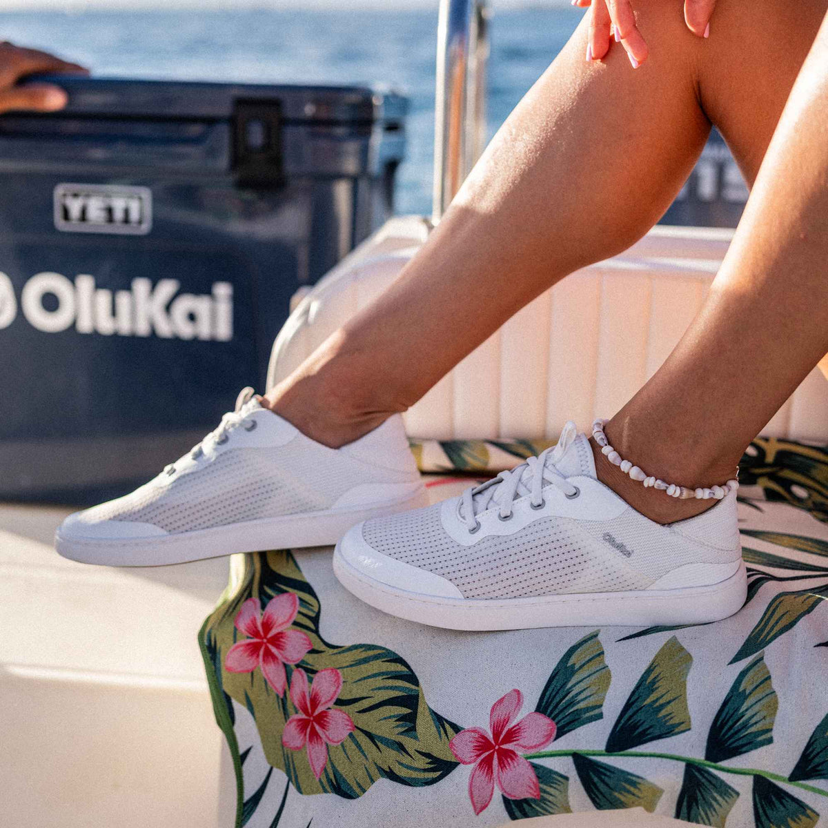 Kahakai Women's Breathable Boat Shoes - Bright White / Bright White