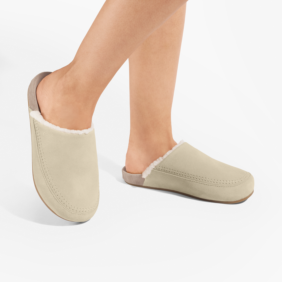 Kipea Malie Women's Mule Slipper - Ecru / Taupe Grey