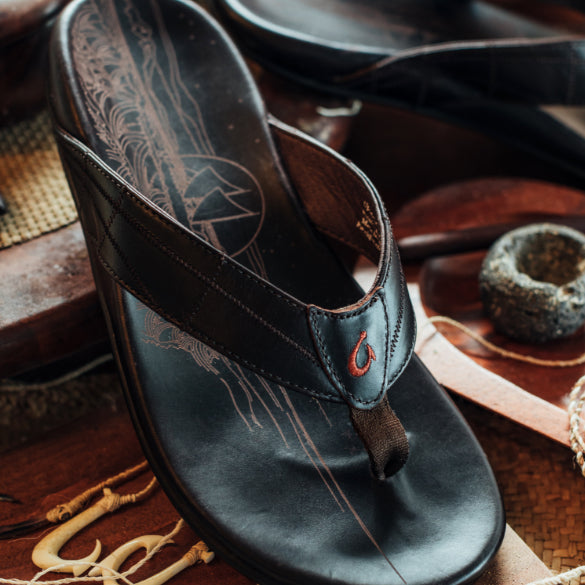 Hokulea Kia Men's Beach Sandals - Dark Wood