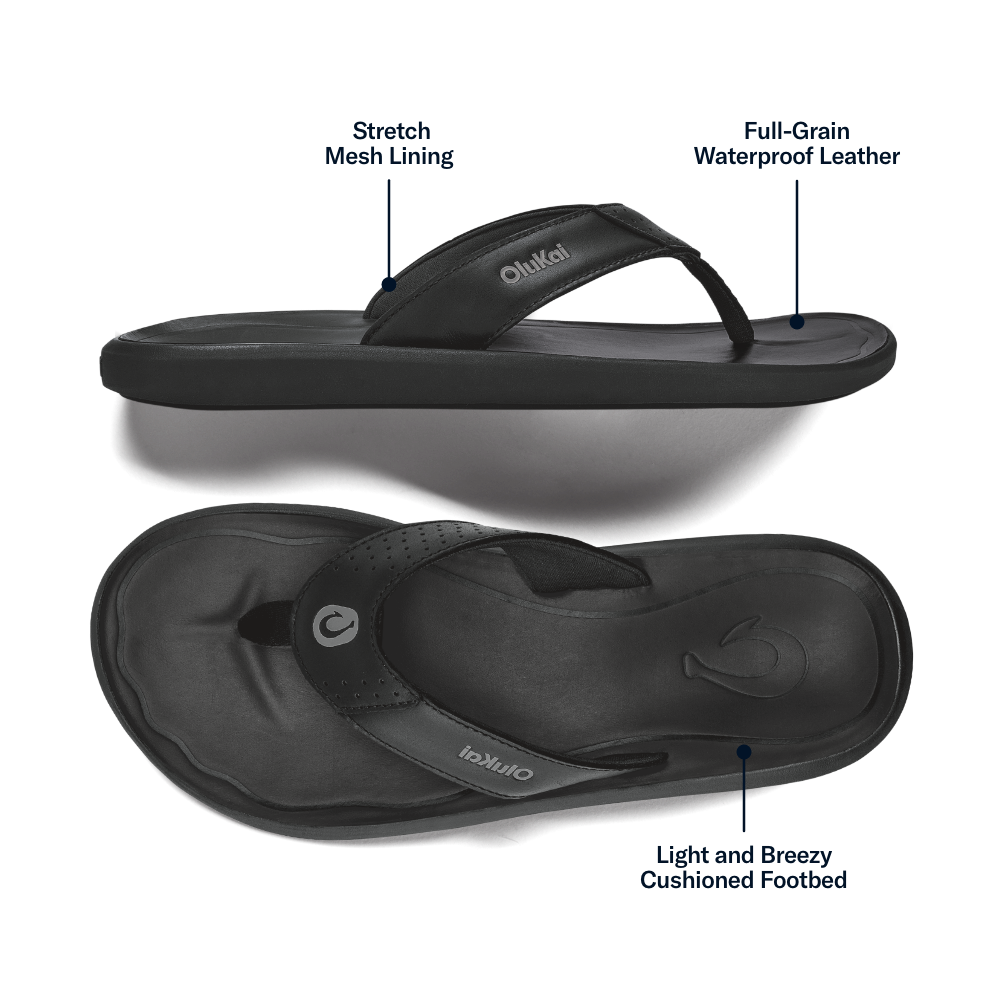 Pili Men's Leather Sandals - Lava Rock