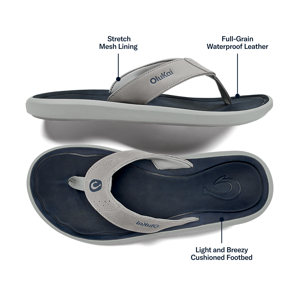 Pili Men's Leather Sandals - Ash / Mood Indigo