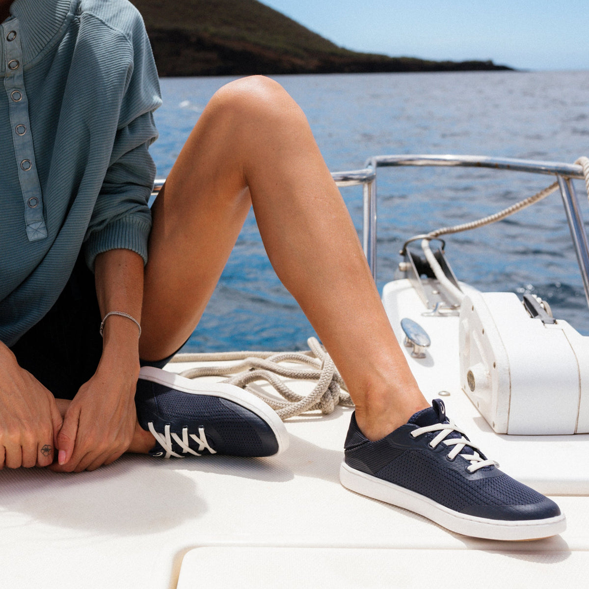 Kahakai Women's Breathable Boat Shoes - Trench Blue / Trench Blue