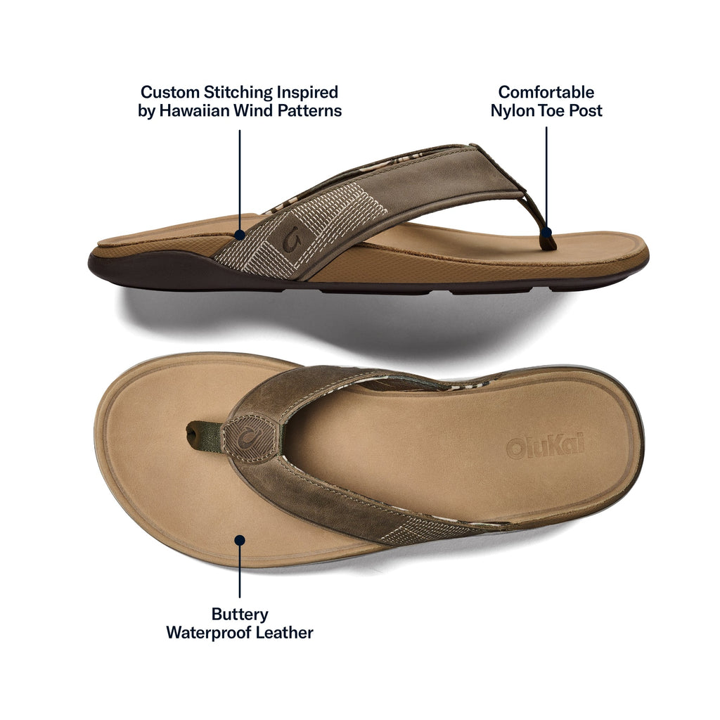 Tuahine Men's Leather Sandals - Hunter / Golden Sand